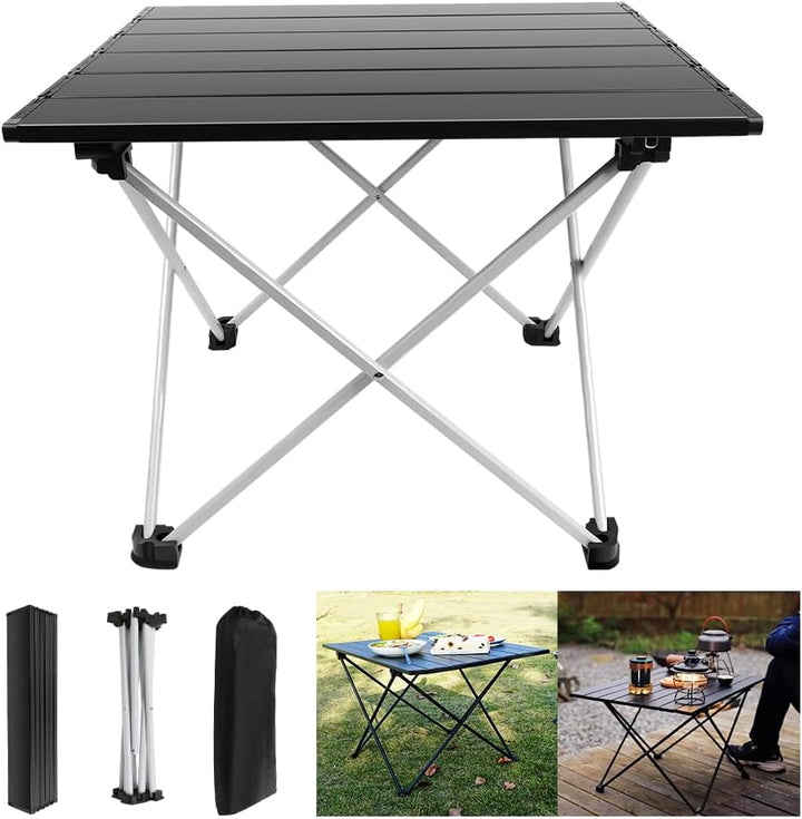 AUTOFU Tragbarer Campingtisch, zusammenklappbar, ultraleichter Klapptisch mit Aluminium-Tischplatte