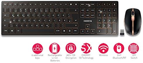 CHERRY DW 9000 Slim, Kabelloses Tastatur- und Maus-Set, EU-Layout (QWERTY), Bluetooth & 2,4 GHz Funk