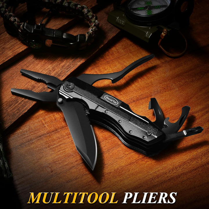 RoverTac Multitool Taschenmesser Männer Geschenk: Folding Knife Survival Camping Messer, Zange, Dose