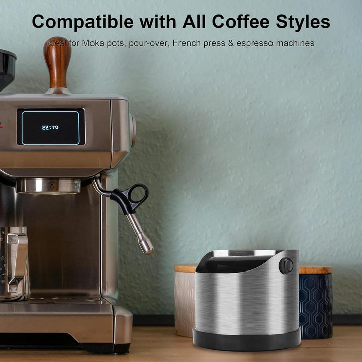 QUELIEN Heavy-Duty Espresso Knock Box - Extra-Large Capacity & Scratch-Resistant Design for Daily Us