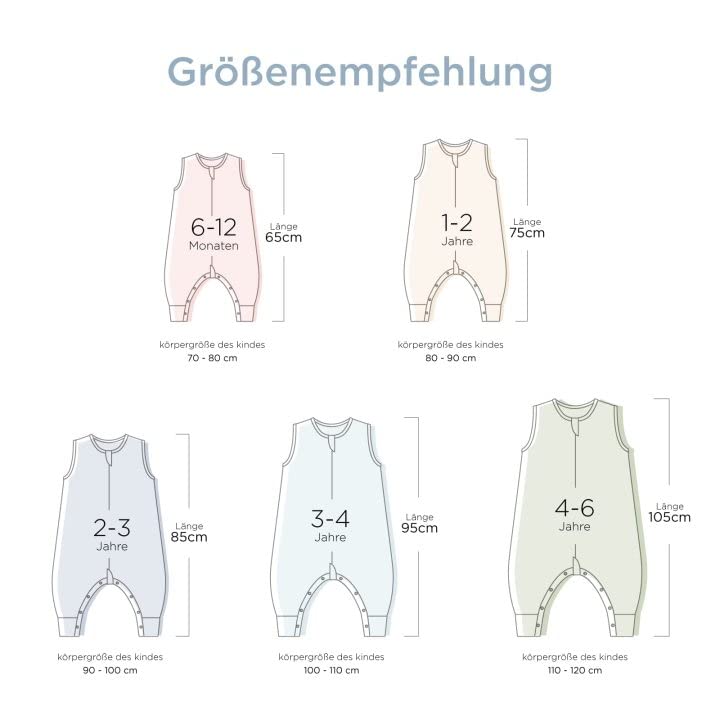 Duomiaomiao Schlafsack mit füssen, ganzjahres, 100% Baumwolle Schlafsack Baby, 1.5 Tog, Schlafsack m