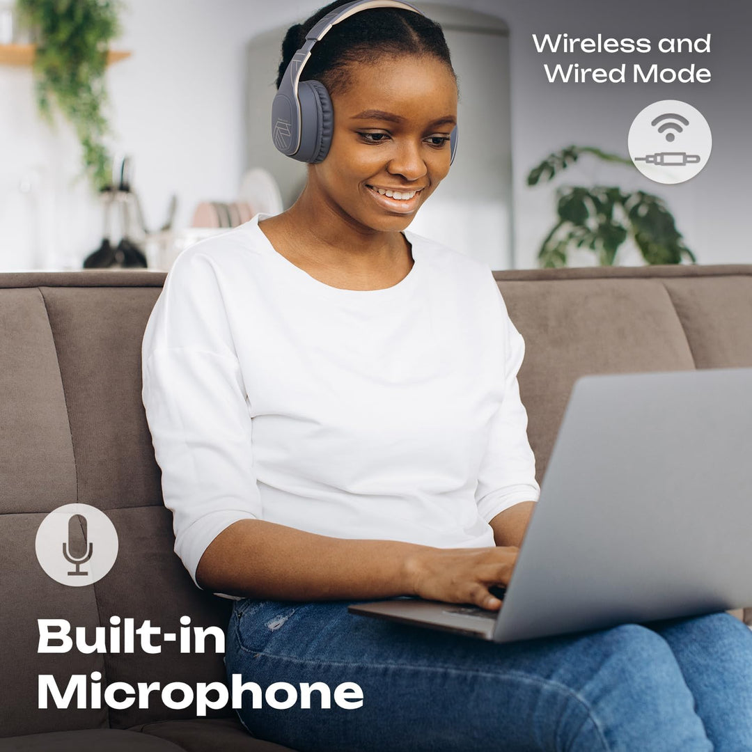 PowerLocus P7 Bluetooth Kopfhörer Over Ear, Faltbare Headphones, Kabellose Kopfhörer mit Bass-Modi,