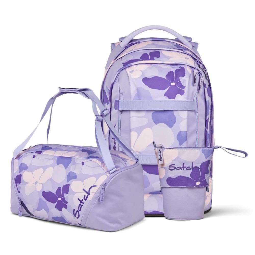 Satch Pack Pencil Slider Edition Schulrucksack Set 3tlg. inkl. Sporttasche (Lilac Blossom), Lilac Bl