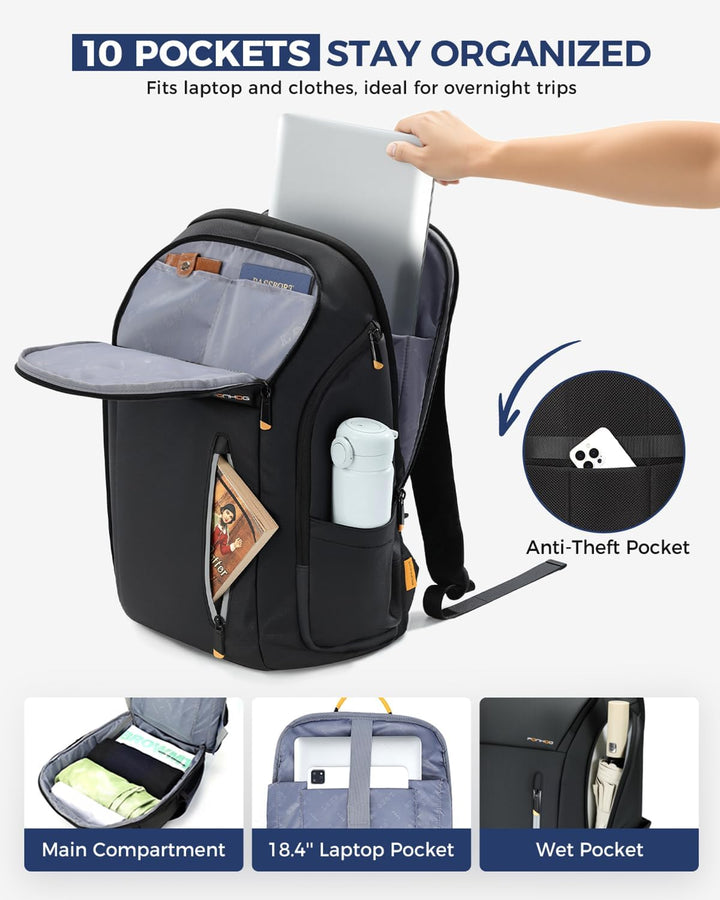 Rucksack Herren - Gross Laptop Rucksack 18 Zoll Laptoptasche mit Anti Diebstahl, Wasserdicht Busines