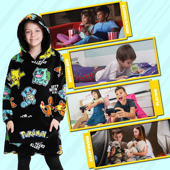 Pokemon Pullover Übergrosse Kuschel Hoodie Kinder Jungen