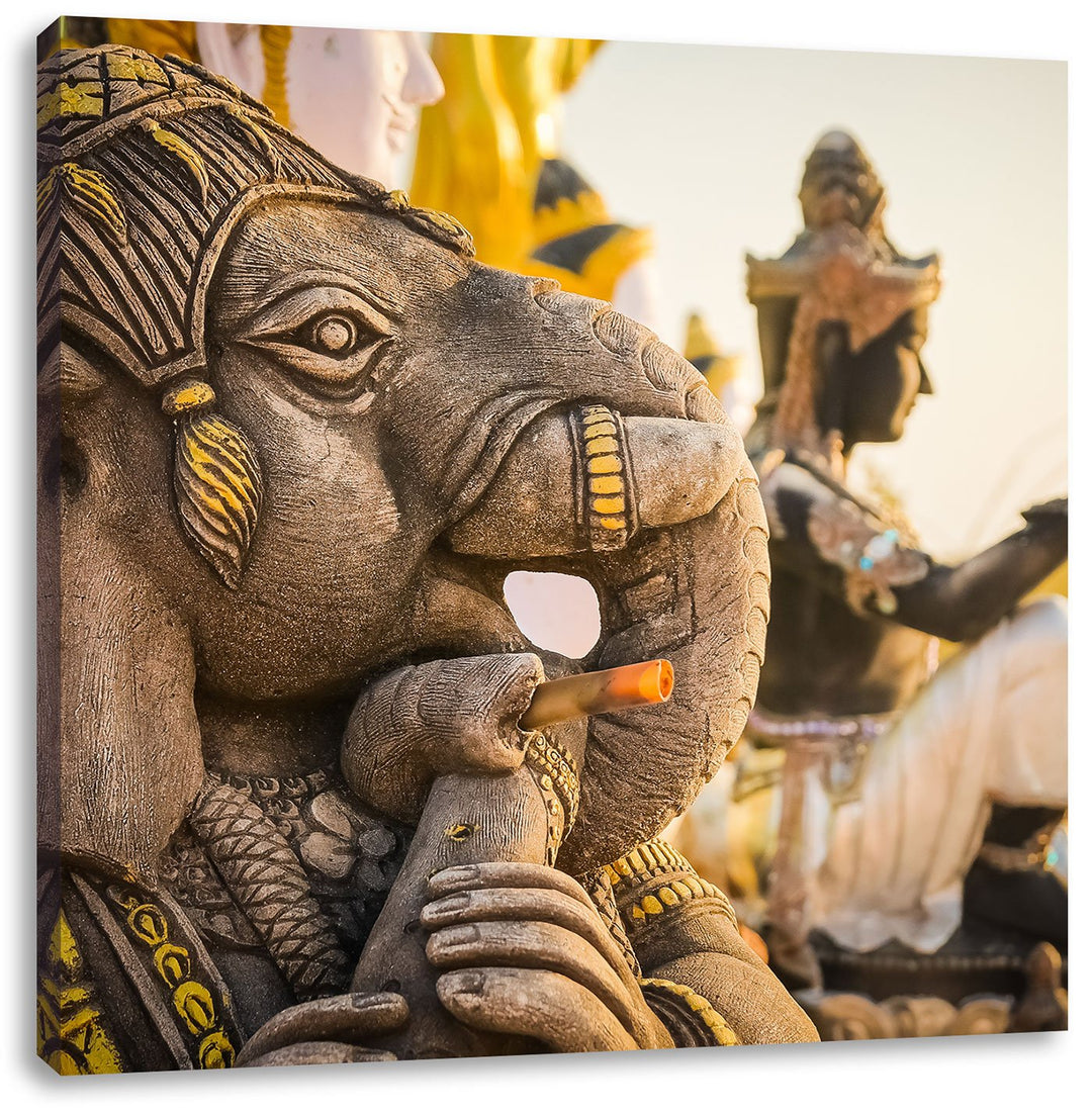 Pixxprint Elefantengottheit in Thailand als Leinwandbild/Grösse: 70x70 cm/Wandbild/Kunstdruck/fertig