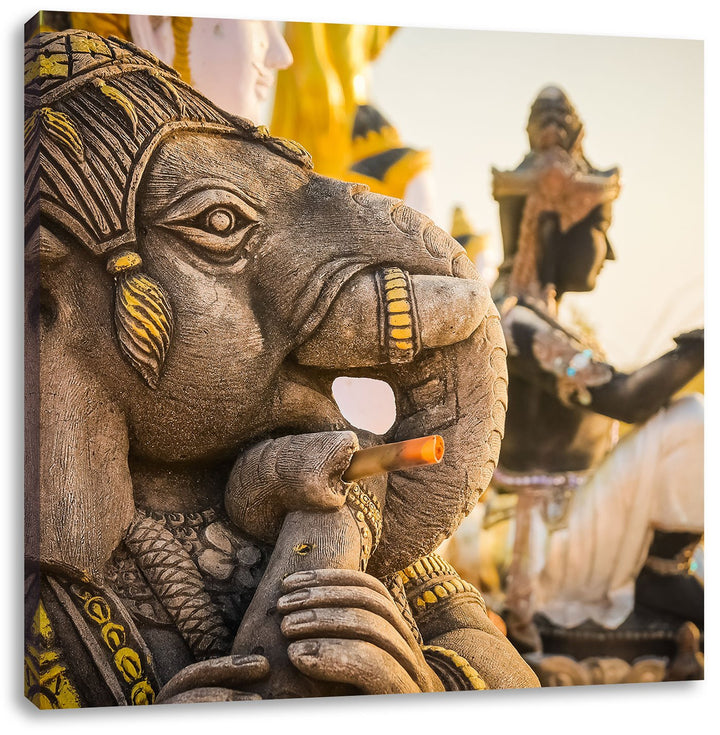 Pixxprint Elefantengottheit in Thailand als Leinwandbild/Grösse: 70x70 cm/Wandbild/Kunstdruck/fertig