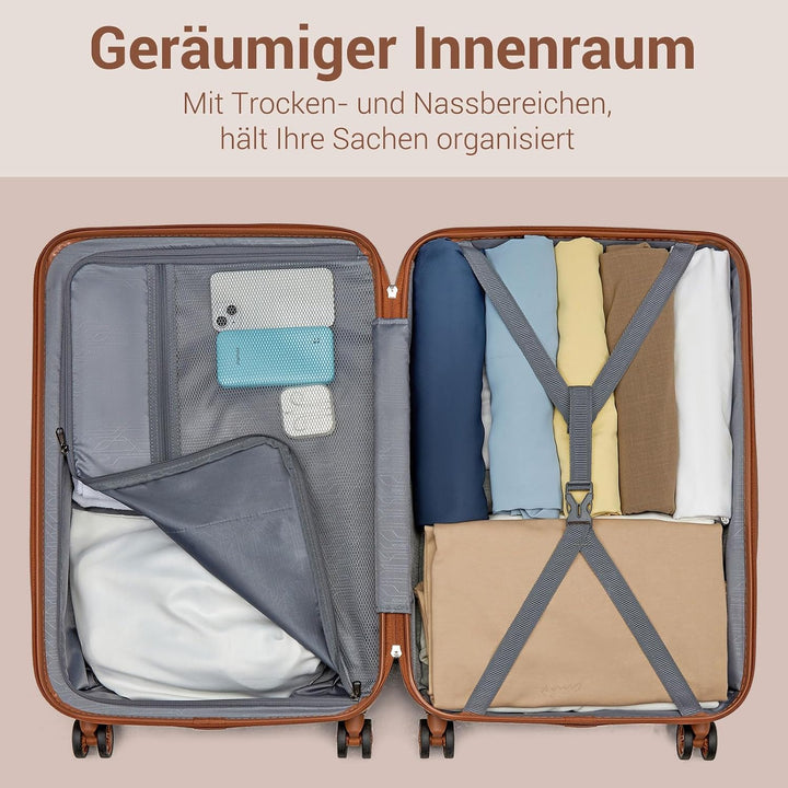 KONO Kofferset 3 Teilig Hartschale Leicht ABS+PC Koffer Handgepäck/Mittelgross/Gross Reisekofferset
