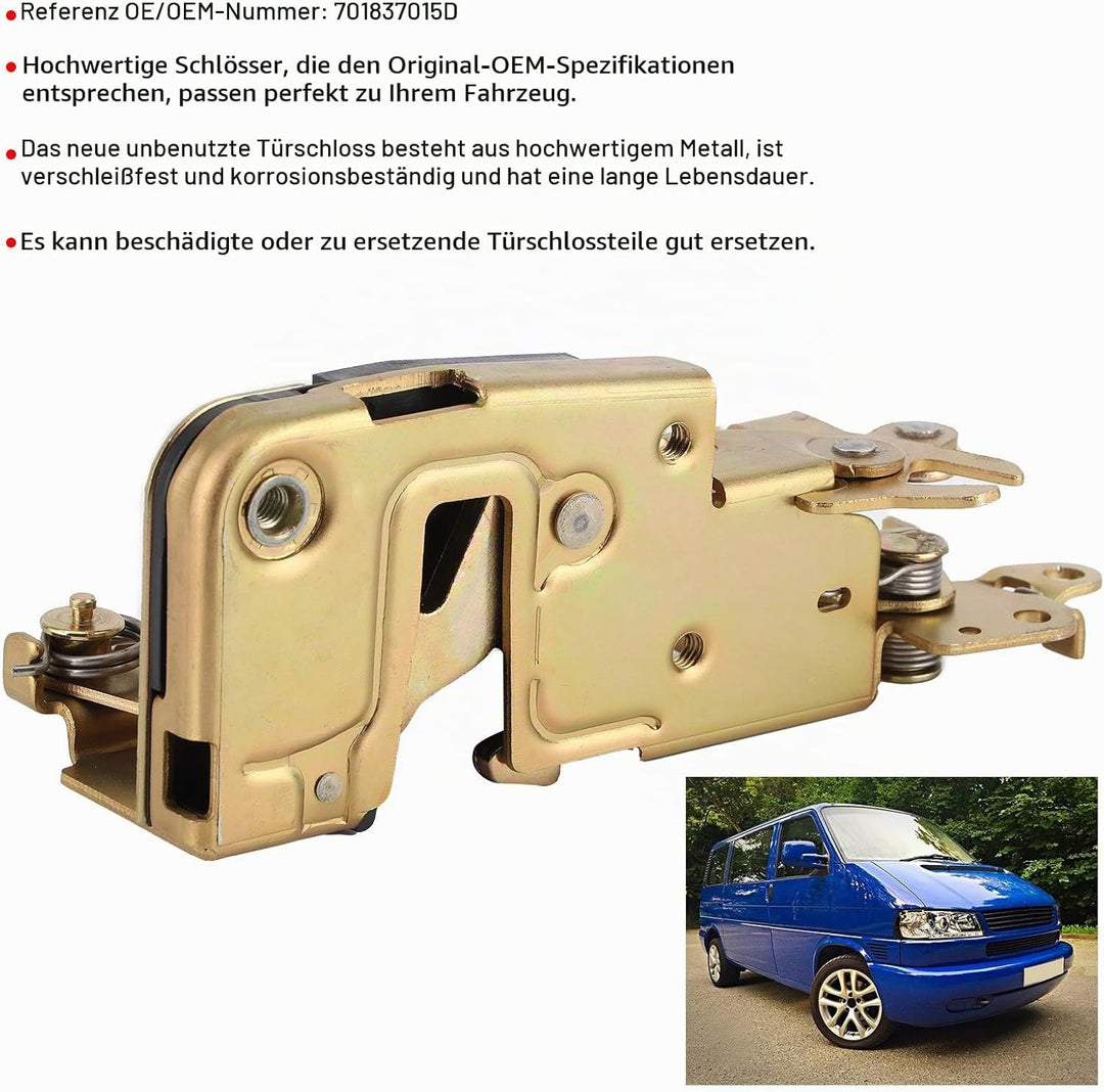 Türschloss vorne links,Autozubehör Metalltürschloss vorne links für t4 IV 1996-2003 701837015D Golde