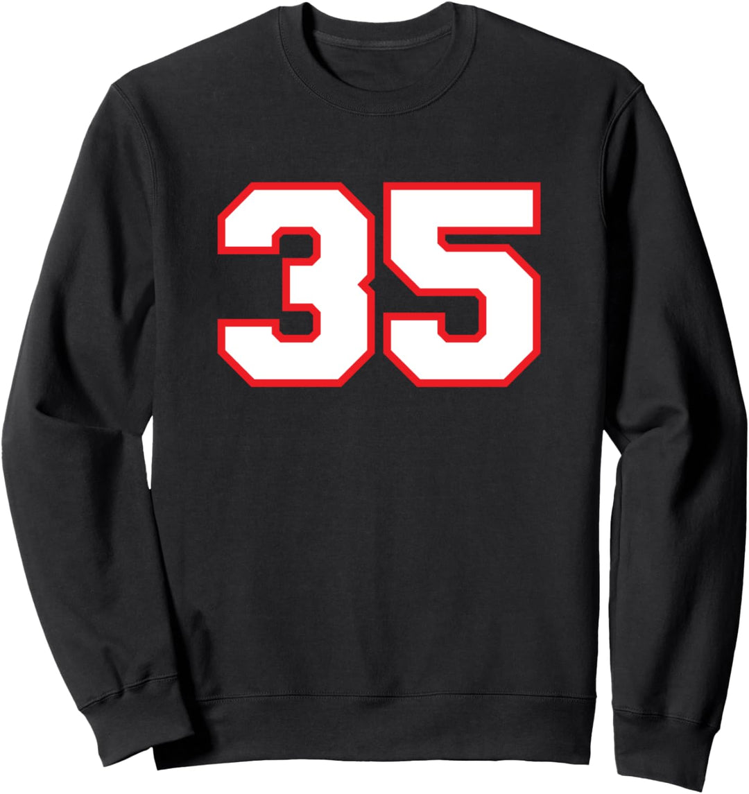 Nummer #35 Sportspieler Fan Trikot rot weiss Glückszahl Sweatshirt