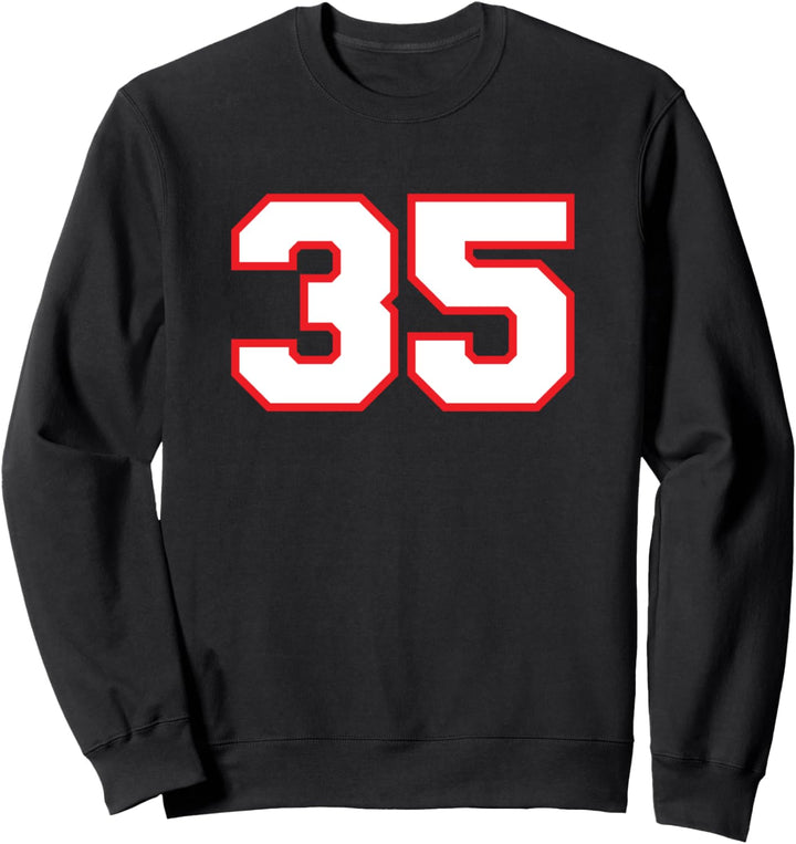 Nummer #35 Sportspieler Fan Trikot rot weiss Glückszahl Sweatshirt