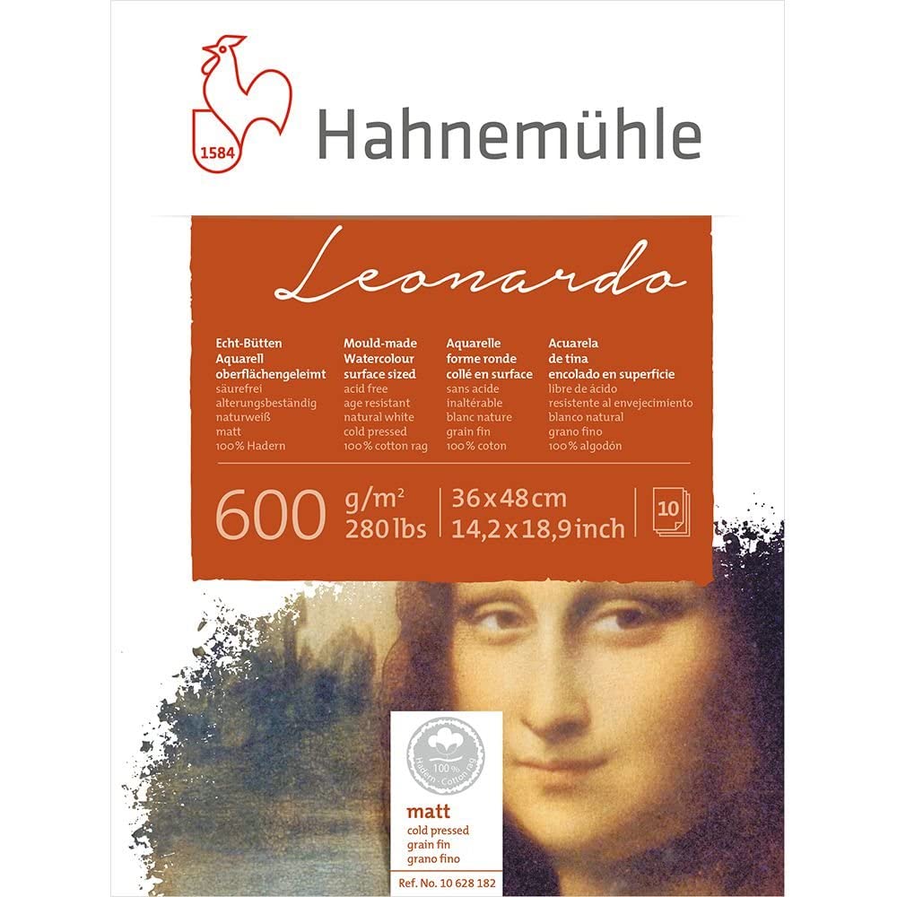 Aquarellblock Leonardo matt 600g/m², 36x48cm, 10Blatt