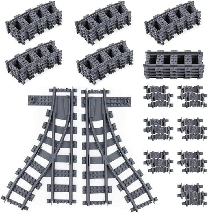 Bausteine Zug Schienen Set, 40 Stück City Eisenbahn Schienen for Train, Eisenbahn Schienen City Zug