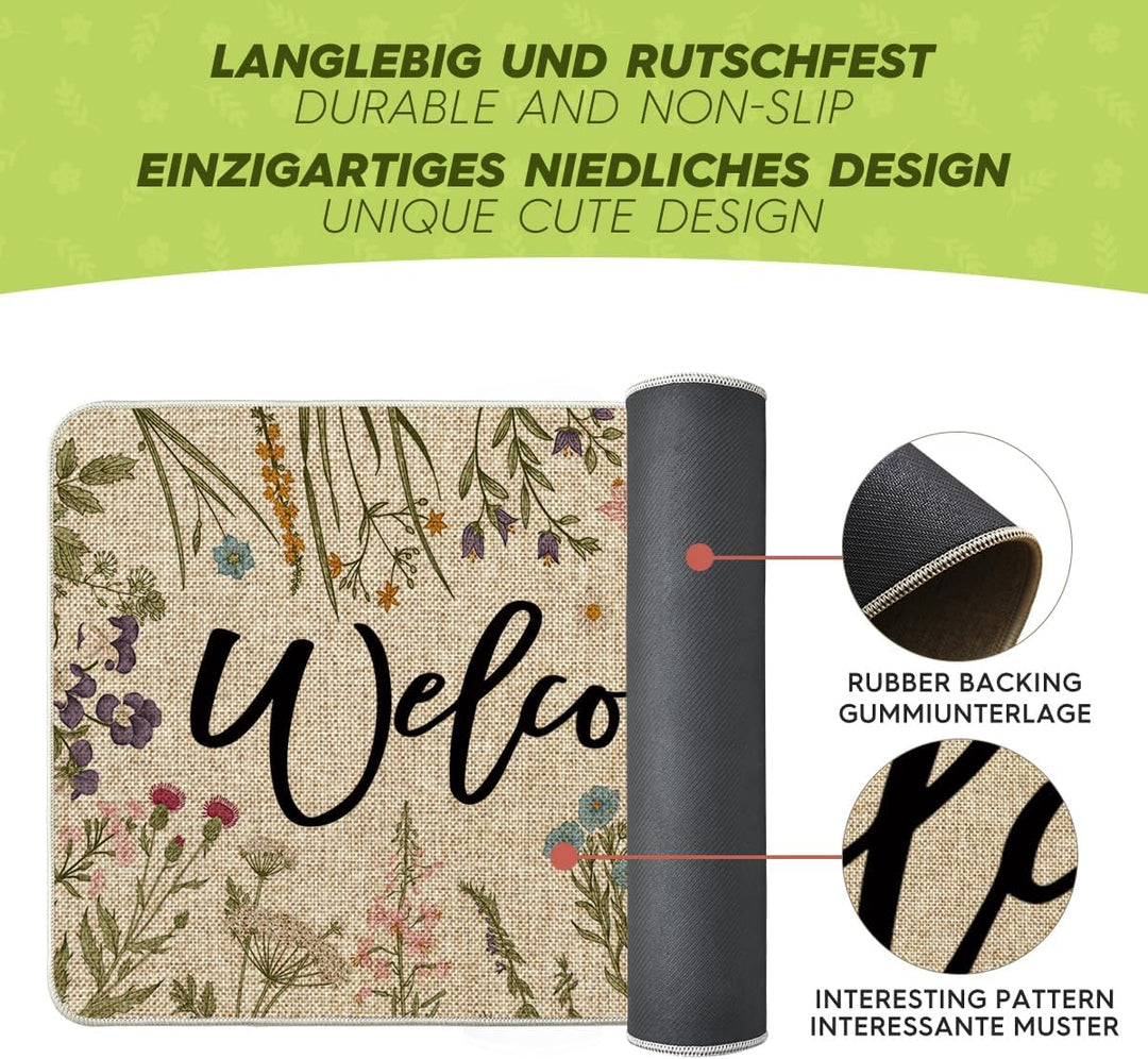 Artoid Mode Welcome Antike Kräuter Wilde Blumen Frühling Fussmatte, Hause Dekoration Küche Teppich B