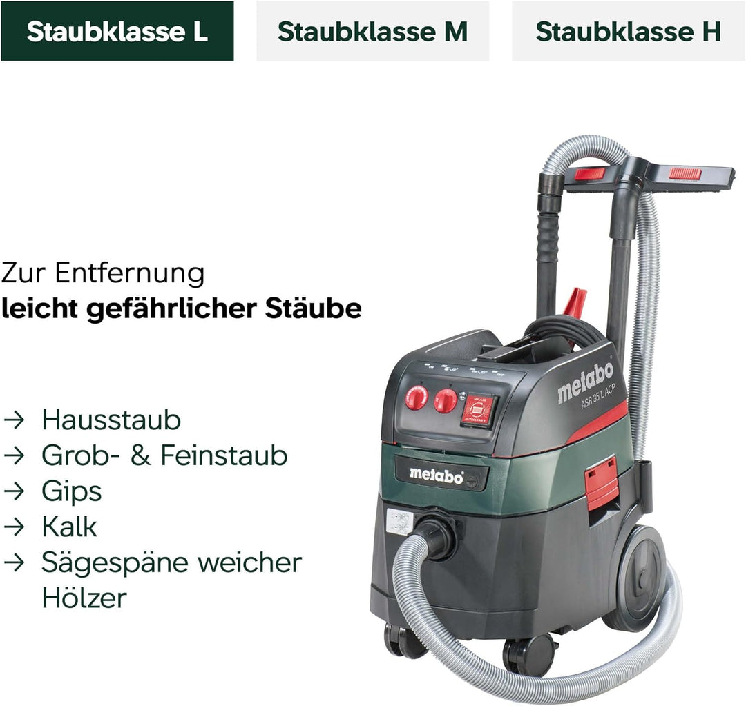 Metabo Allessauger ASR 35 L ACP (602057000) Karton; mit elektromagnetischer Abrüttlung und Druckdiff