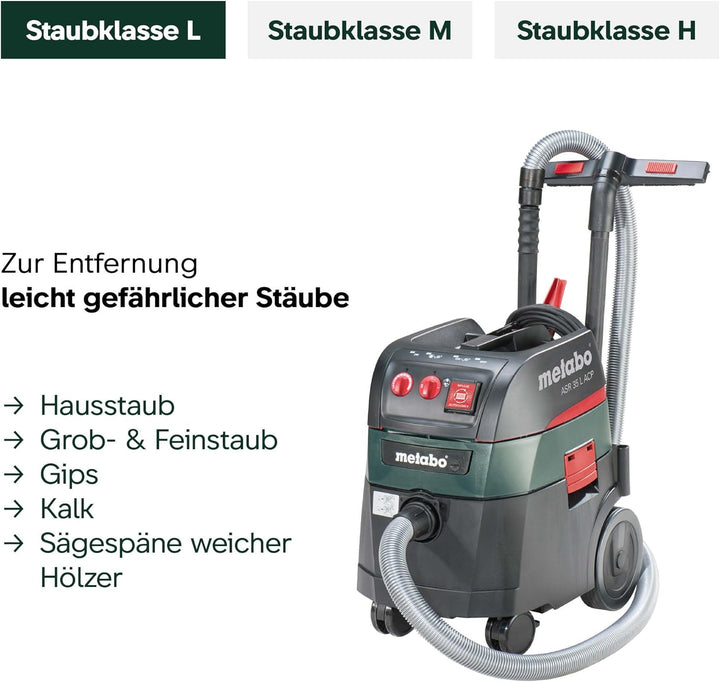 Metabo Allessauger ASR 35 L ACP (602057000) Karton; mit elektromagnetischer Abrüttlung und Druckdiff
