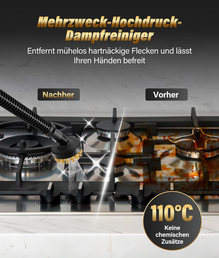 Dampfreiniger multifunktional, Reinigungsmaschine Bodenreiniger mit 17 Zubehörteilen und 500-ml-Wass