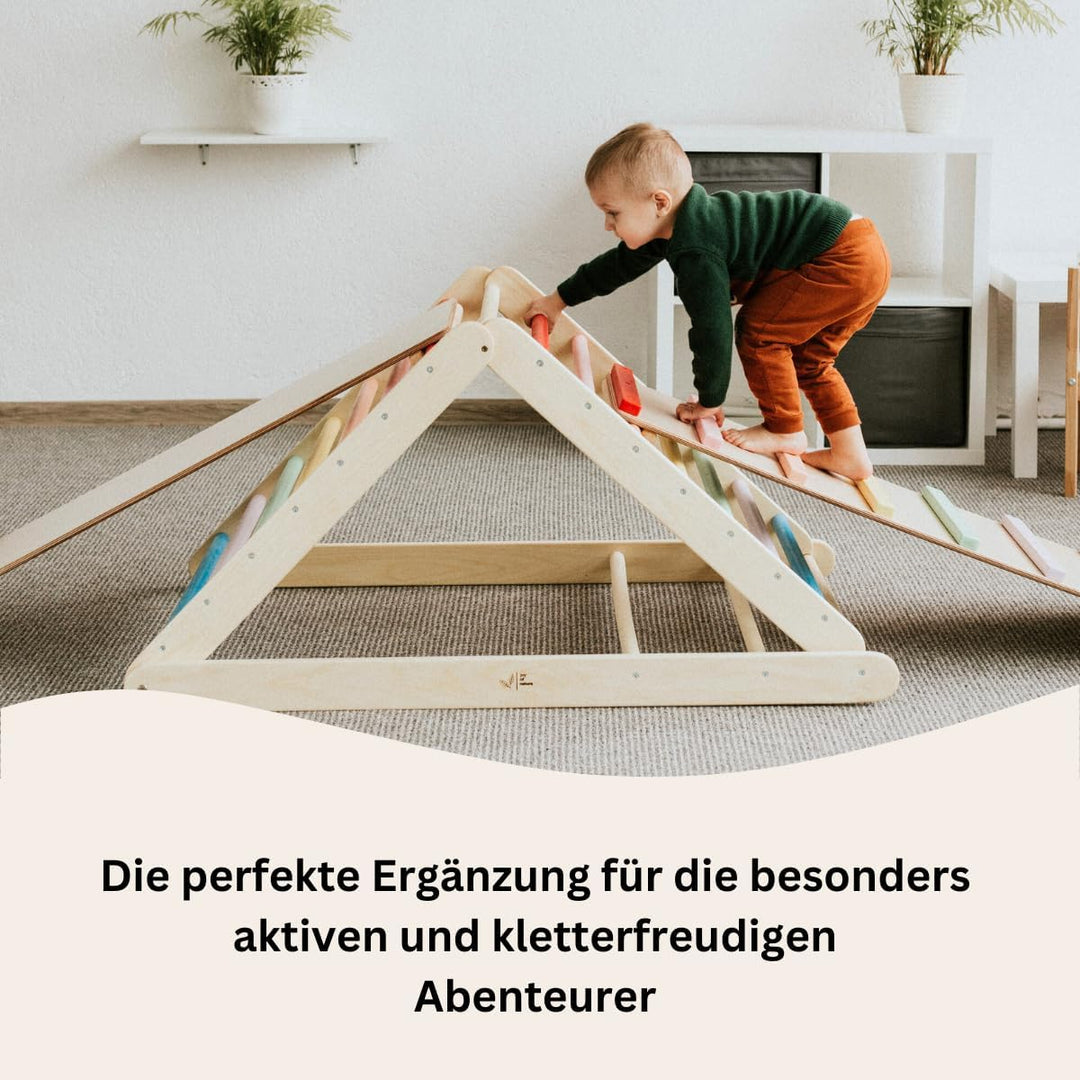 joy of nature 2in1 Holz Kletterrampe &amp; Rutschbrett für Kletterdreieck - Montessori Indoor Rutsche ab