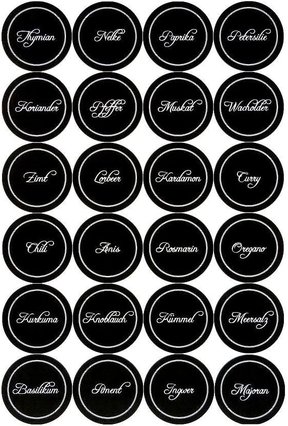 12 eckige Gewürzgläser 260 ml inkl. 24 Gewürzetiketten Deckelfarbe Gold