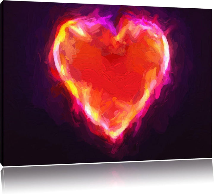 Pixxprint Herz aus Feuer als Leinwandbild/Grösse: 100x70 / Wandbild/Kunstdruck/fertig bespannt, 100x