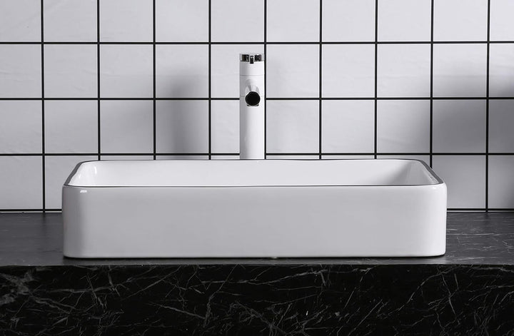 Art-of-Baan® Premium Waschbecken aus Keramik I hochwertiges Handwaschbecken mit Lotus-Effekt I eckig