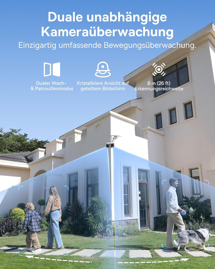 Baseus Security X1 Pro Überwachungskamera Aussen - ERSTE KI-Dual-Tracking Kamera, 300°-Überwachung,