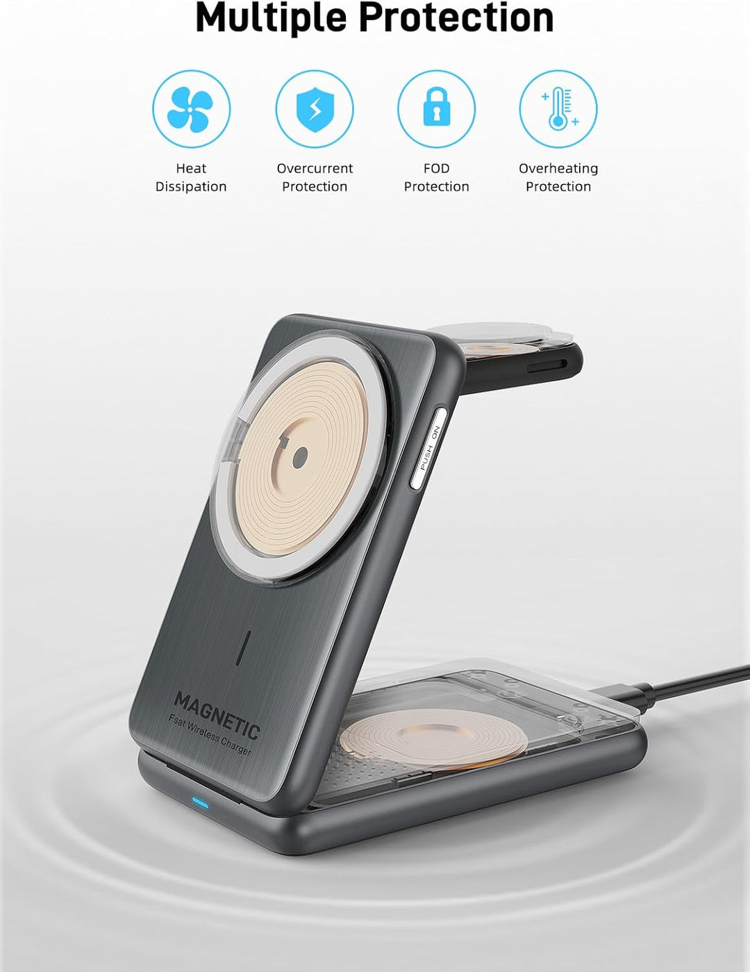 Kabellose Ladestation für Apple Mag Safe Ladegerät 3 in 1 für iPhone Ladegerät 17/16/15/14/13/12 Ser
