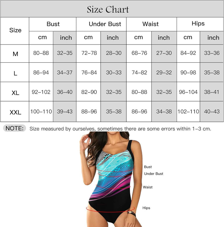 Badeanzug Damen Bauchweg Bademode Push Up Einteiler Badeanzug Sport Swimsuits Monokini Schwarz Badem