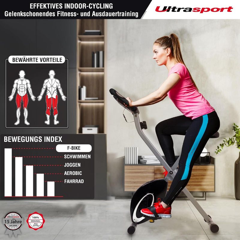 Ultrasport F-Bike/F-Rider Basics, Fahrradtrainer, Heimtrainer,klappbarer Hometrainer, LCD Display,op