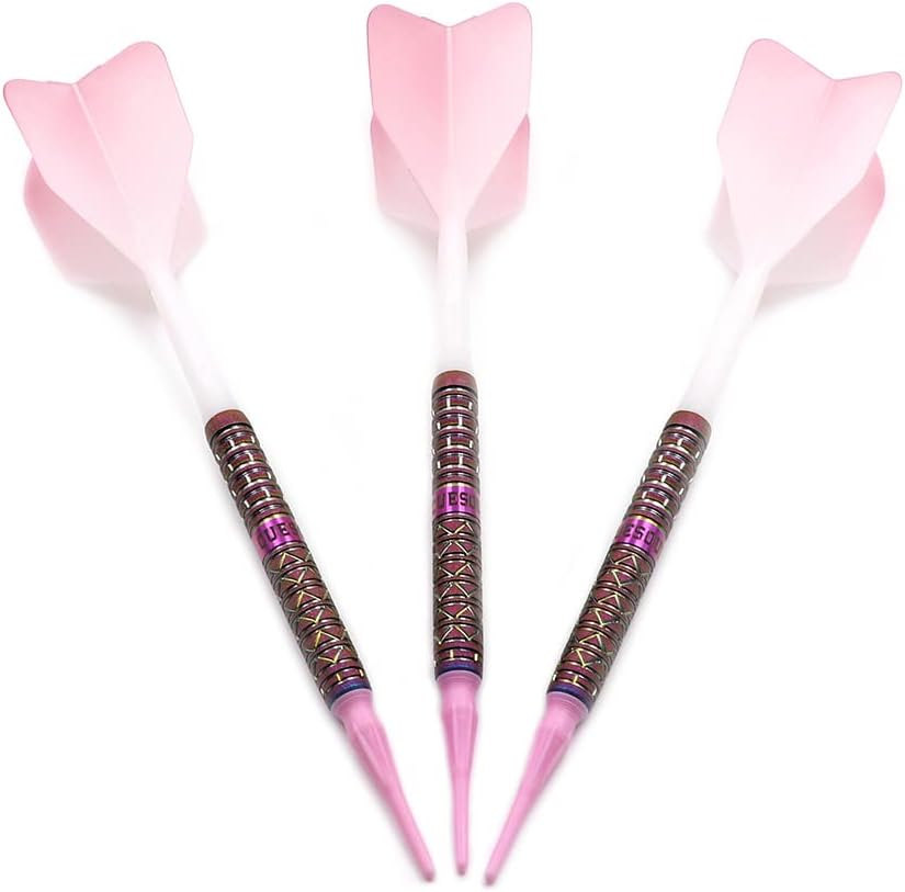 CUESOUL Soft Tip 90% Tungsten Dart Set mit Ölfarbe Finish und ROST Flights 19g pink lady cocktail, 1