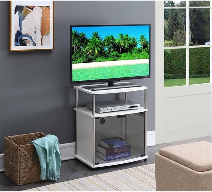 Convenience Concepts with Black Glass Cabinet Designs2Go TV-Ständer mit schwarzem Glasschrank, Glas,