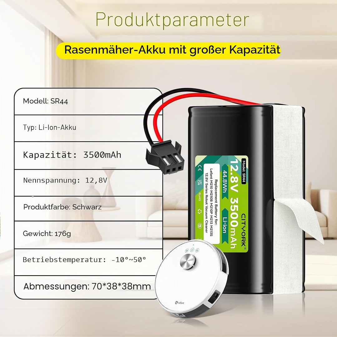 CITYORK 12.8V/ 3500mAh Ersatz Akku für 12.8V Lefant M210 M210B M210P M213 M213S M1, für 12.8V OKP Li