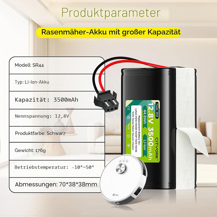 CITYORK 12.8V/ 3500mAh Ersatz Akku für 12.8V Lefant M210 M210B M210P M213 M213S M1, für 12.8V OKP Li