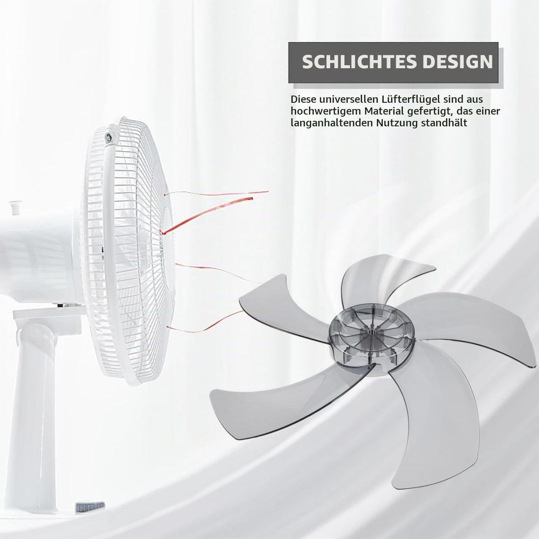 Angoily Lüfterflügel 16 Zoll Lüfterflügel Haushaltsventilatorflügel Kunststoff Fünf Blätter Mit Mutt