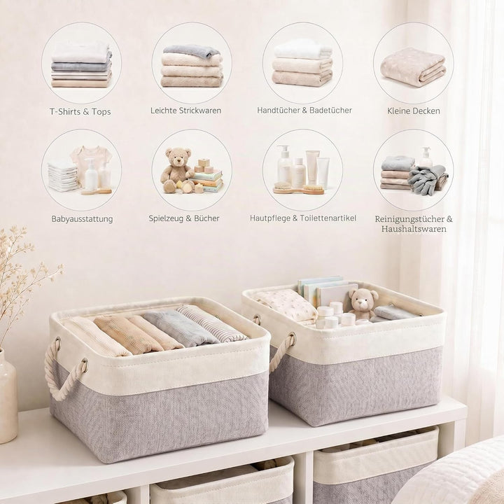 Mangata aufbewahrungskorb Stoff 4er Set, aufbewahrungsbox gross Schrank, Korb aufbewahrung Stoff mit