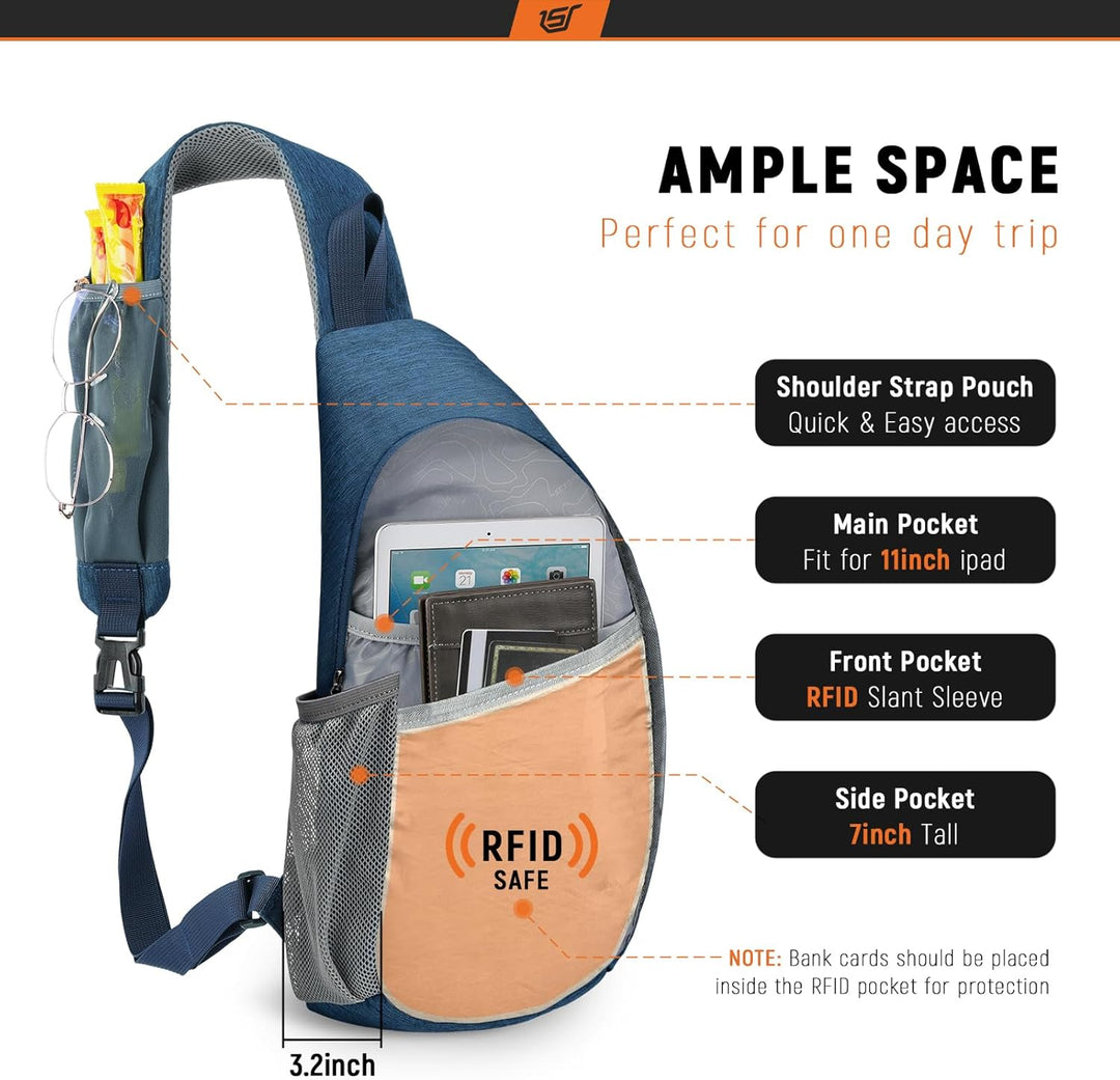SKYSPER Brusttasche Schultertasche Leichte Sling Bag Herren Klein Schulter Tasche RFID-Schutz Crossb