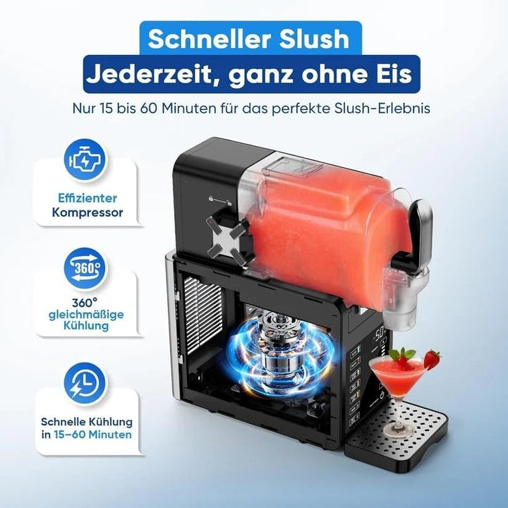 1,9L Slush Maschine für Zuhause, 5 Automatikprogramme, Silver Schwarz