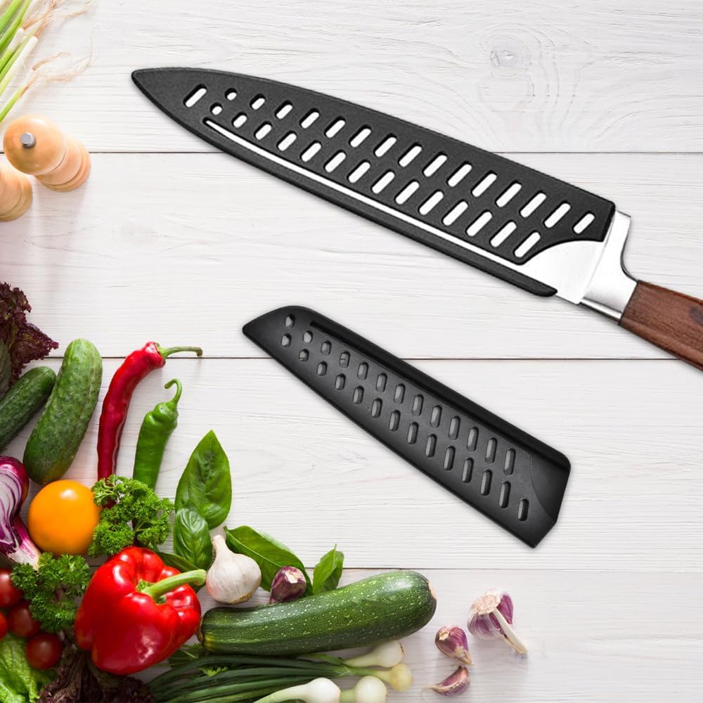 8 Stück Messerschutz, Klingenschutz in 8 Grössen, Messerschutzhüllen, Schwarz Universal Messerschutz