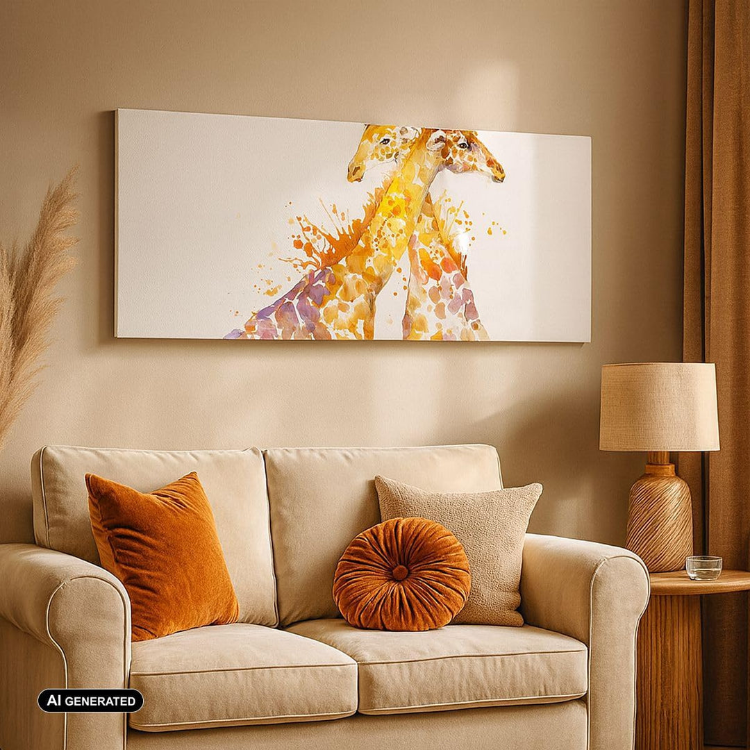 Wandbilder Dekoration Wohnzimmer Giraffen Tiere Kinder Safari Panorama Bilder auf Leinwand 120x50cm