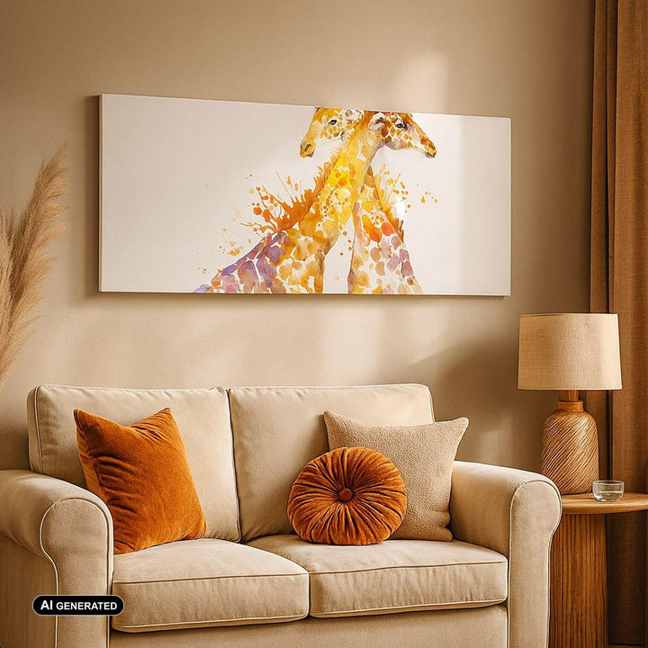 Wandbilder Dekoration Wohnzimmer Giraffen Tiere Kinder Safari Panorama Bilder auf Leinwand 120x50cm