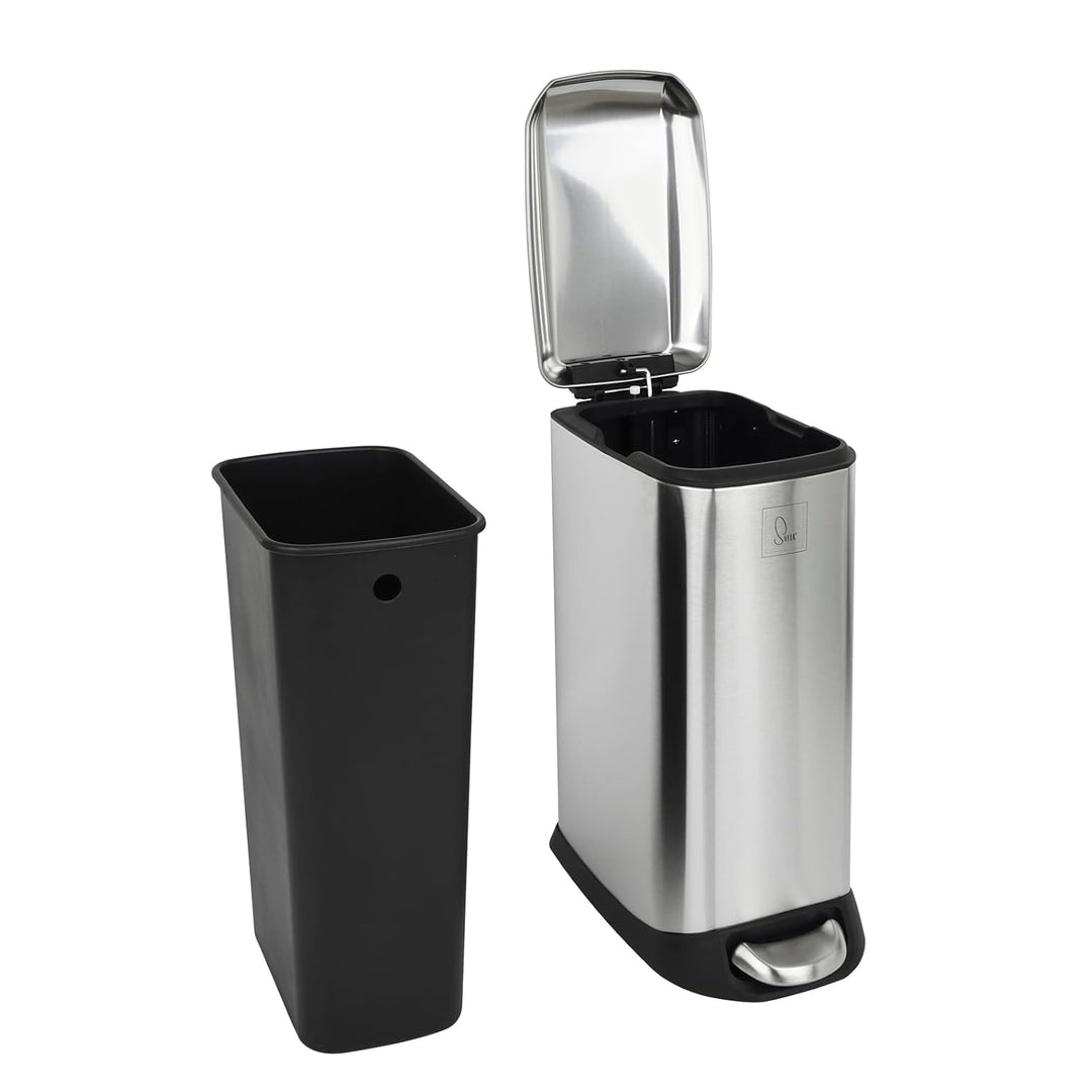 SVITA TS12 Edelstahl Mülleimer Treteimer Abfalleimer 12l inkl. Inneneimer Kunststoff Pedal Softclose