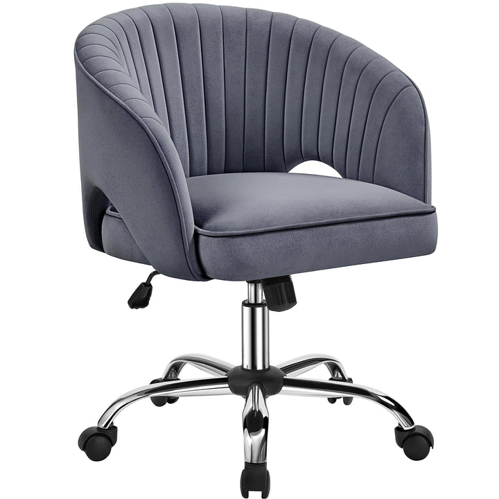 Yaheetech Bürostuhl mit Samtbezug, Ergonomischer Schreibtischstuhl mit Armlehnen, Drehstuhl mit Roll