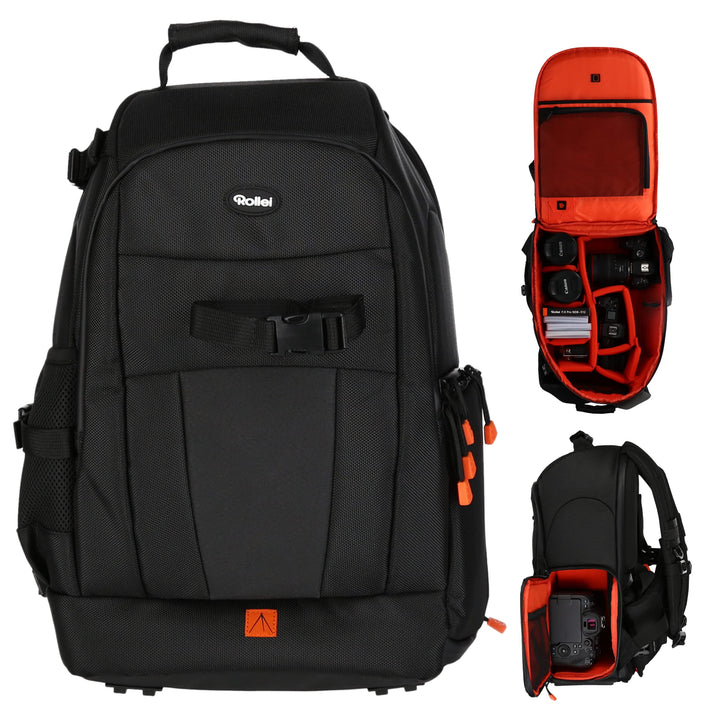 Rollei Fotoliner Ocean M: Kamerarucksack aus 43 recycleten PET-Flaschen, inkl. Regenschutz, Handgepä