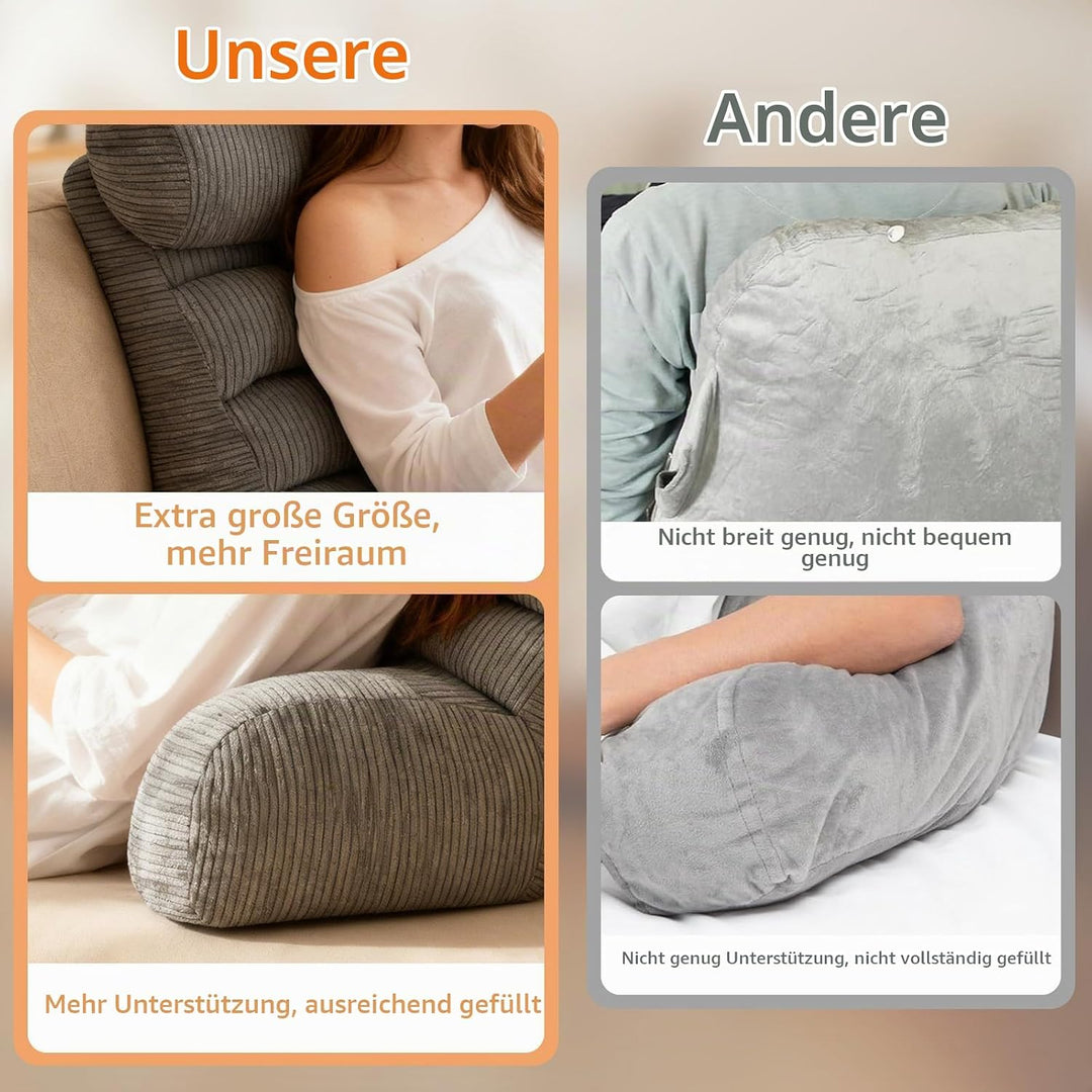 Lesekissen mit RüCkenlehne für Erwachsene mit Armlehnen Abnehmbarer Waschbarer Bezug RüCkenstüTze Ge