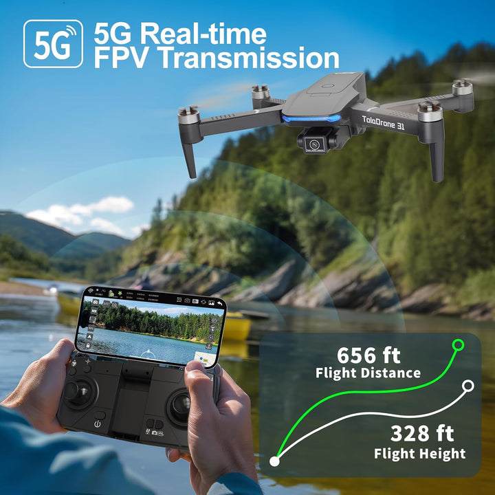 Drohne mit Kamera 4K UHD für Erwachsene, GPS Drohnen mit Bürstenlosem Motor 5G FPV Übertragung Folge