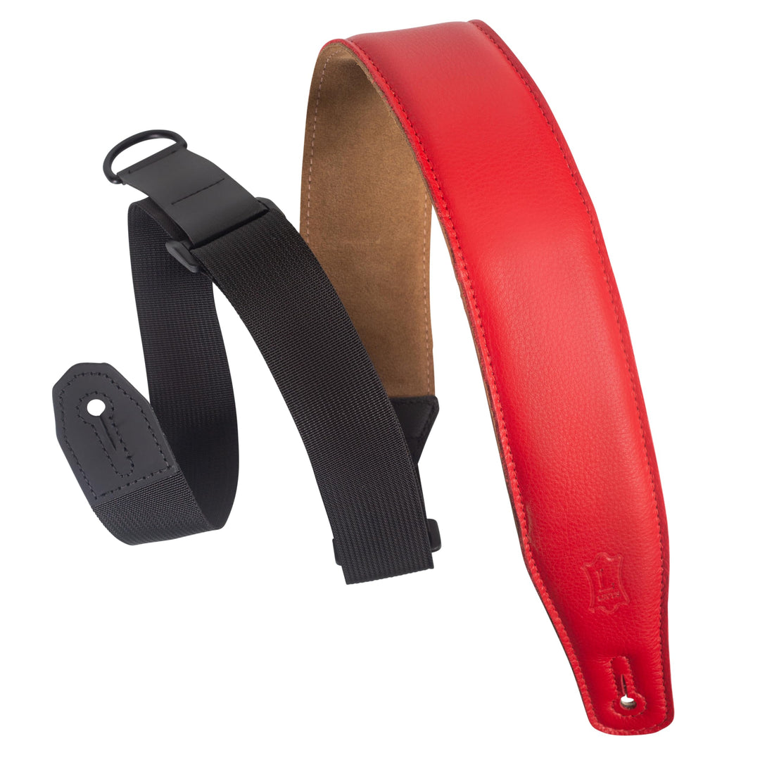 Levy's MRHGS-RED Gitarrengurt Right Height Garment Leather Suede Backing Padded 2 1/2" - Red Rot Gar