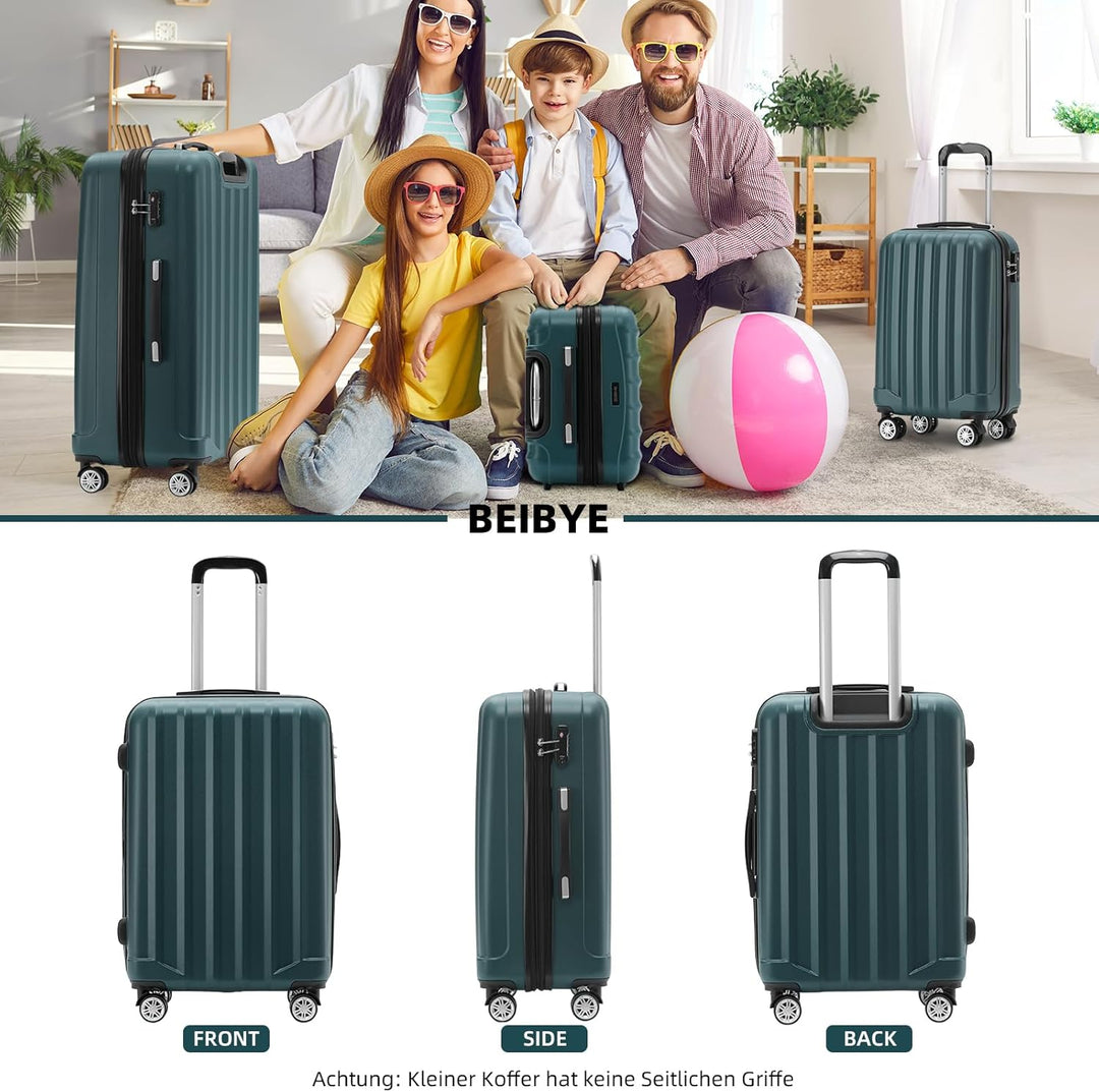BEIBYE TSA-Schloss 2080 Zwillingsrollen 3 TLG. Reisekofferset Koffer Kofferset Trolley Trolleys Hart