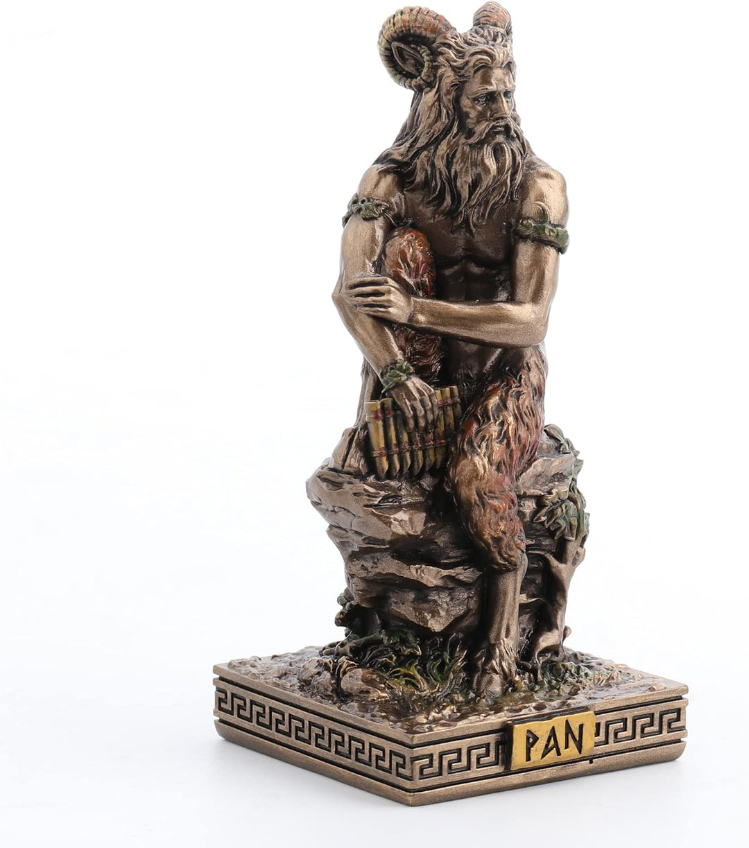Veronese Design Pan Griechischer Gott der Wildnis, Kunstharz, handbemalt, Miniaturfigur Pan Bronze,