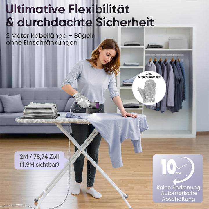 VIWAVE Steamer Dampfglätter 1200 W, 100–240 V Dual-Spannung-Reisebügeleisen, 15S Schnellaufheizung,