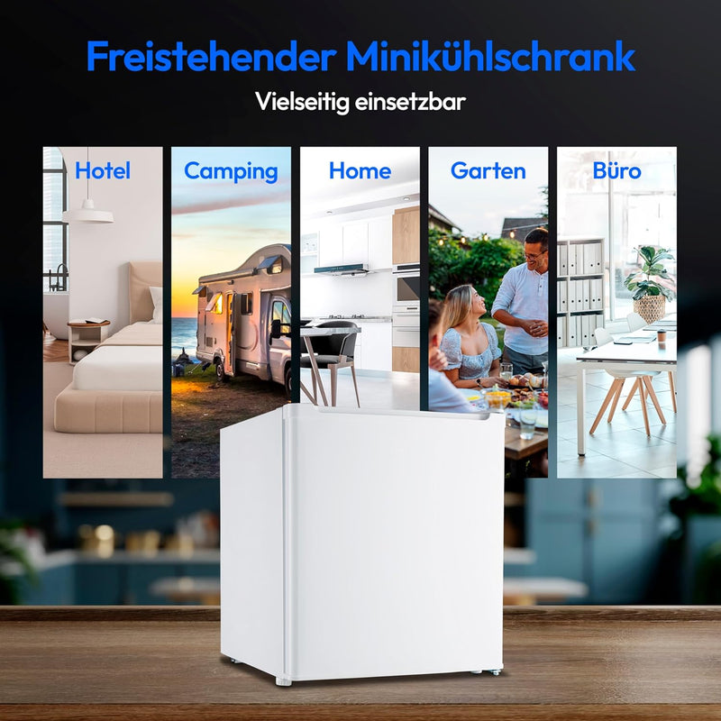 MEDION mini Kühlschrank (mit Eisfach, 41 Liter Nutzinhalt, klein, höhenverstellbare Füsse, für Geträ